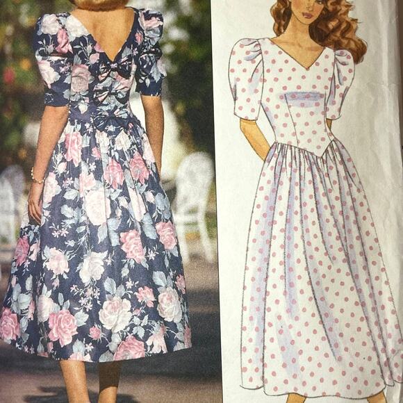 Butterick 4915 Pattern Dress Miss 6-12 Vintage 80s Midi Fit & Flare Long - Picture 1 of 5